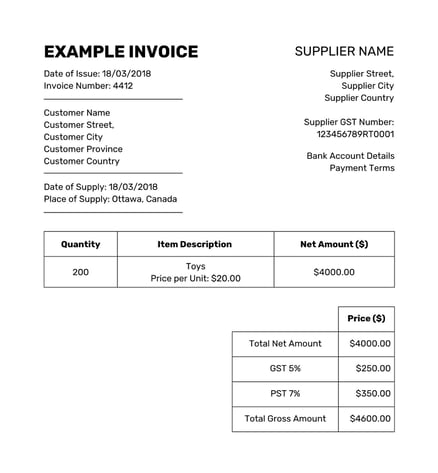 Canada Example Invoice