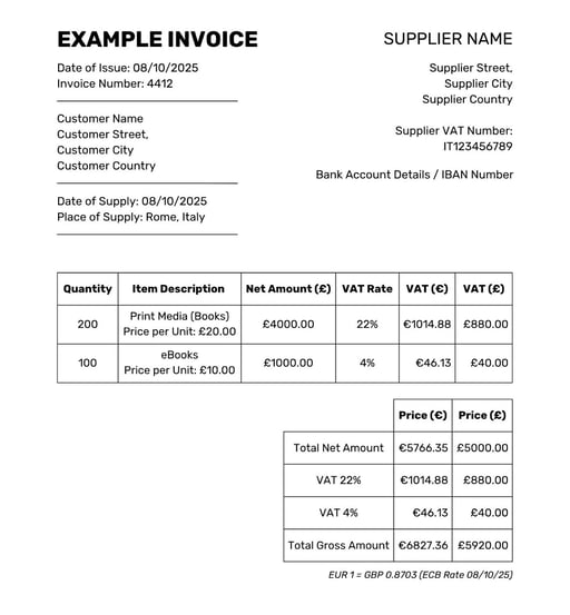 Italy Example Invoice