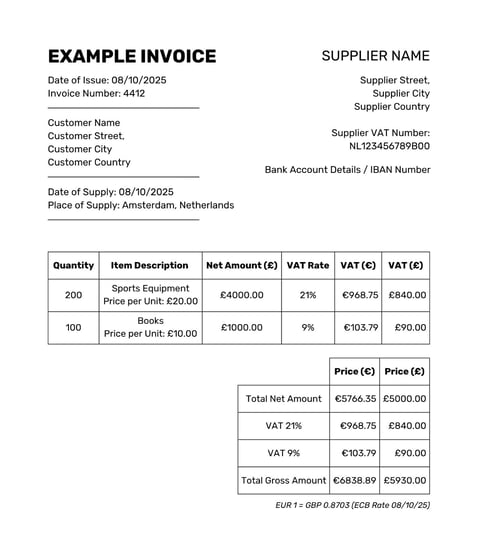 Netherlands Example Invoice